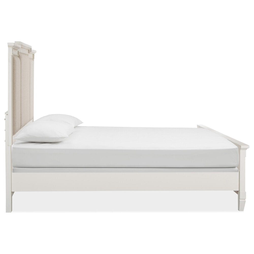 Nicolette Home Willowbrook King Panel Bed with Upholstered Headboard in Egg Shell White, , large