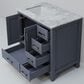 Lexora Home Jacques 36" Left Offset Single Bathroom Vanity in Dark Grey with 2 cm White Carrara Marble Top and Rectangular Sink, , large