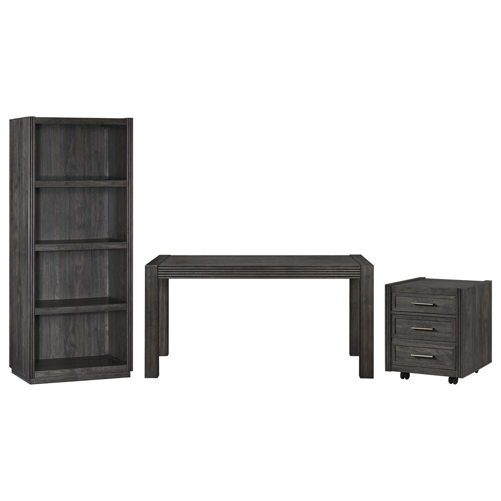 Belle Furnishings Modern Edge 3-Piece Writing Desk with Bookcase and Castered File Cabinet Set in Caffe, , large