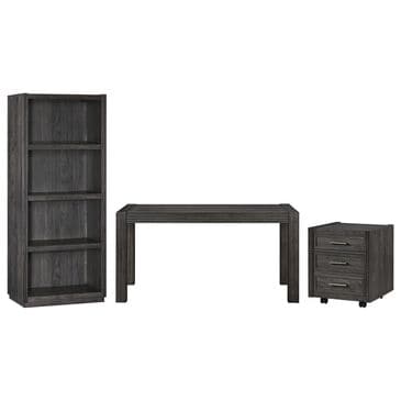 Belle Furnishings Modern Edge 3-Piece Writing Desk with Bookcase and Castered File Cabinet Set in Caffe, , large