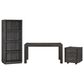 Belle Furnishings Modern Edge 3-Piece Writing Desk with Bookcase and Castered File Cabinet Set in Caffe, , large