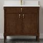 James Martin Kinnsden 36" Single Bathroom Vanity in Sable Oak with Single Hole 3 cm White Zeus Silestone Top and Rectangular Sink, , large