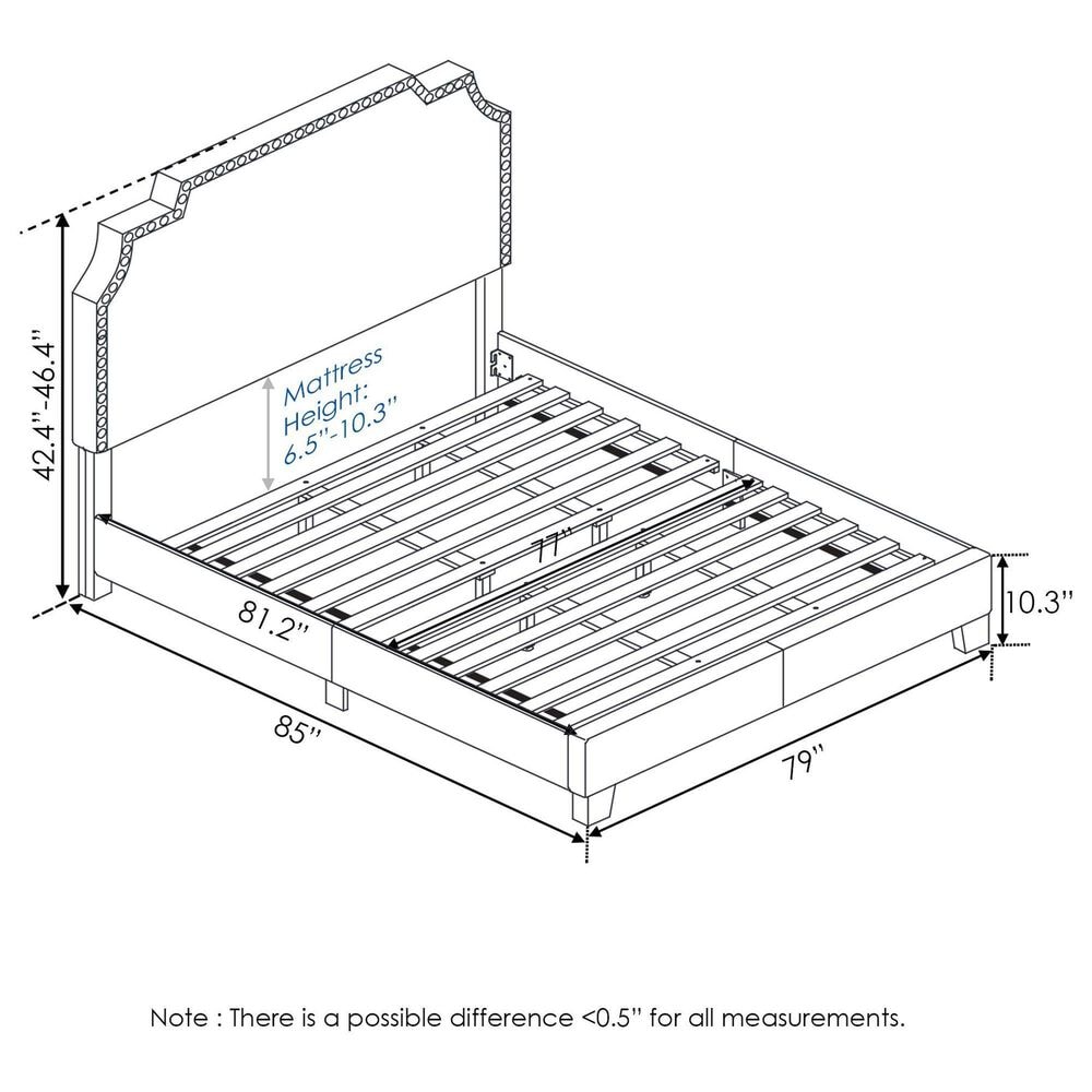 HOMLUX Nadia King Platform Bed Frame in Gray, , large