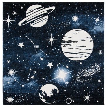Safavieh Carousel 3" Square Dark Blue and Light Blue Kids Rug, , large