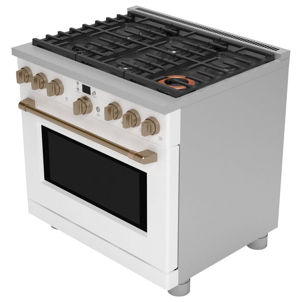 Cafe 6.2 Cu. Ft. Freestanding Natural Gas Range in Matte White and Brushed Bronze, , large