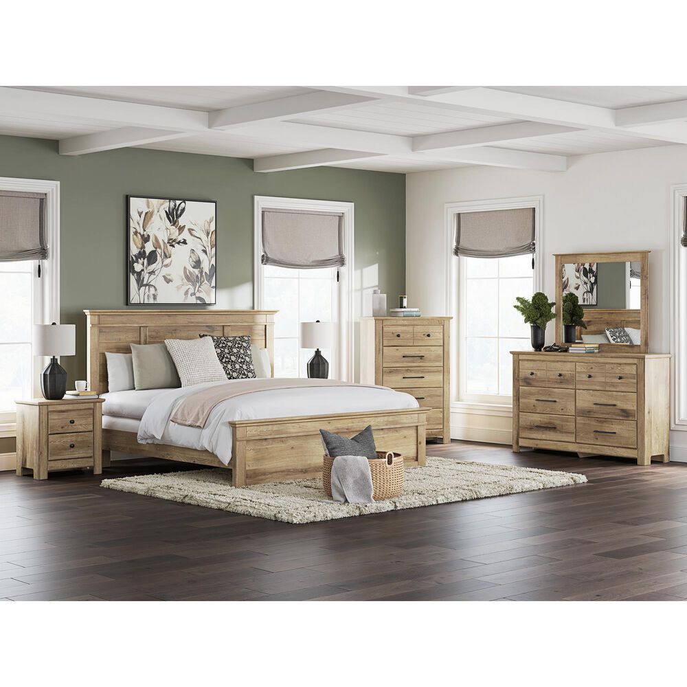 Ashley Makidern 4-Piece King Panel Bedroom Set in Natural Brown, , large