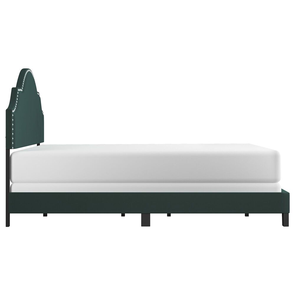 Richlands Furniture Cynthia King Panel Bed with Green Upholstery in Black, , large