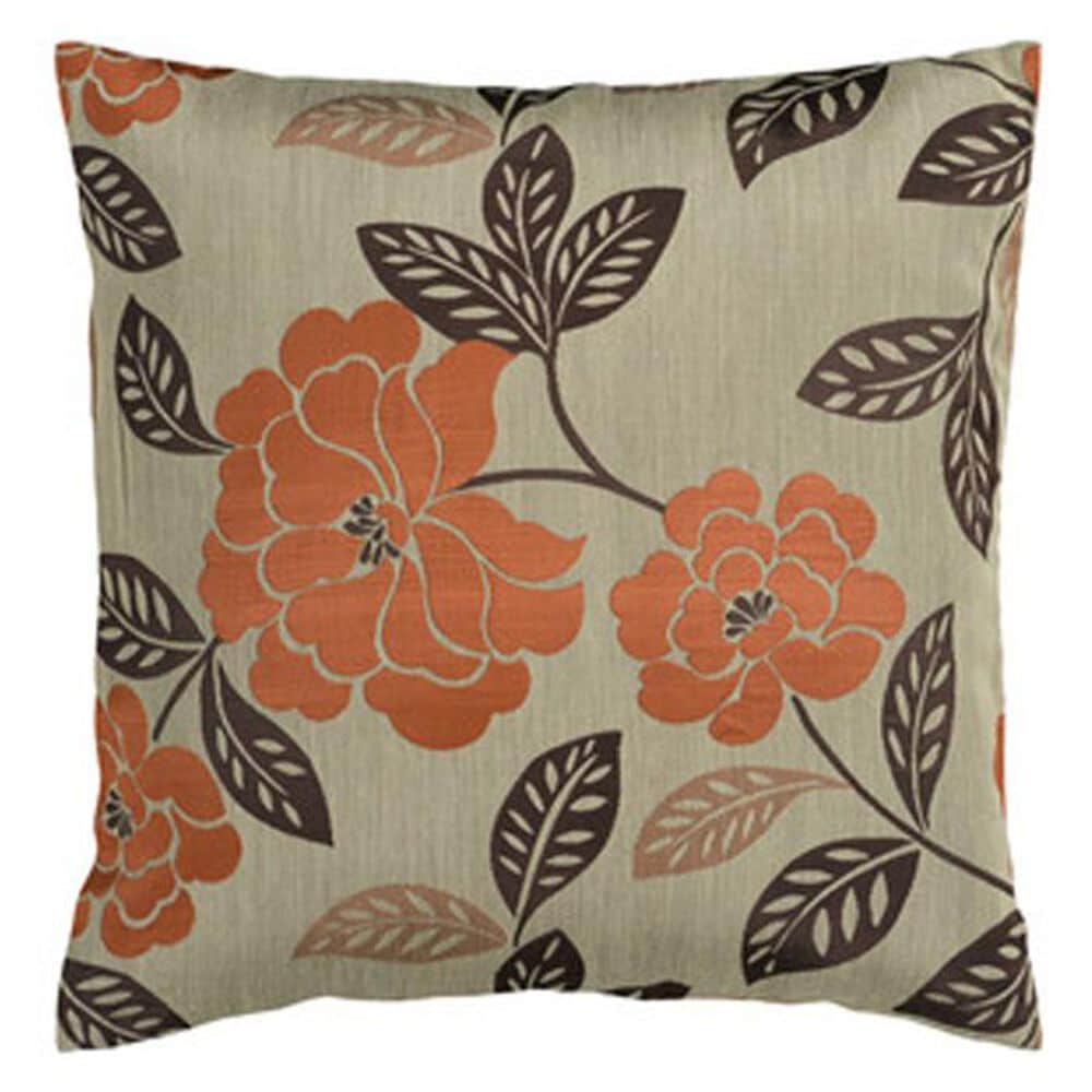 Surya Inc 18" x 18" Pillow with Polyester Fill in Beige and Orange, , large