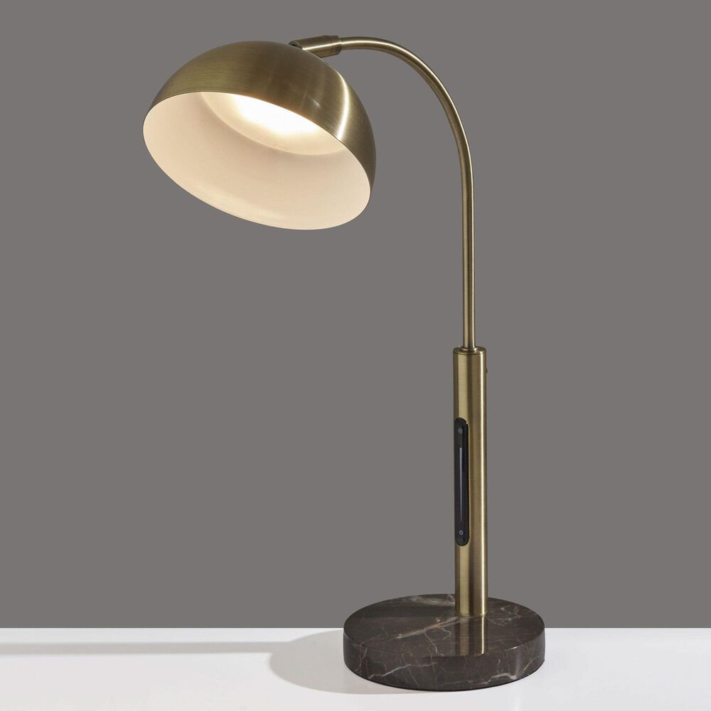 37B Bolton LED Desk Lamp with Smart Switch in Antique Brass and Brown, , large