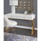 Linon Home Decor Campaign 2-Drawer Desk in White and Gold, , large