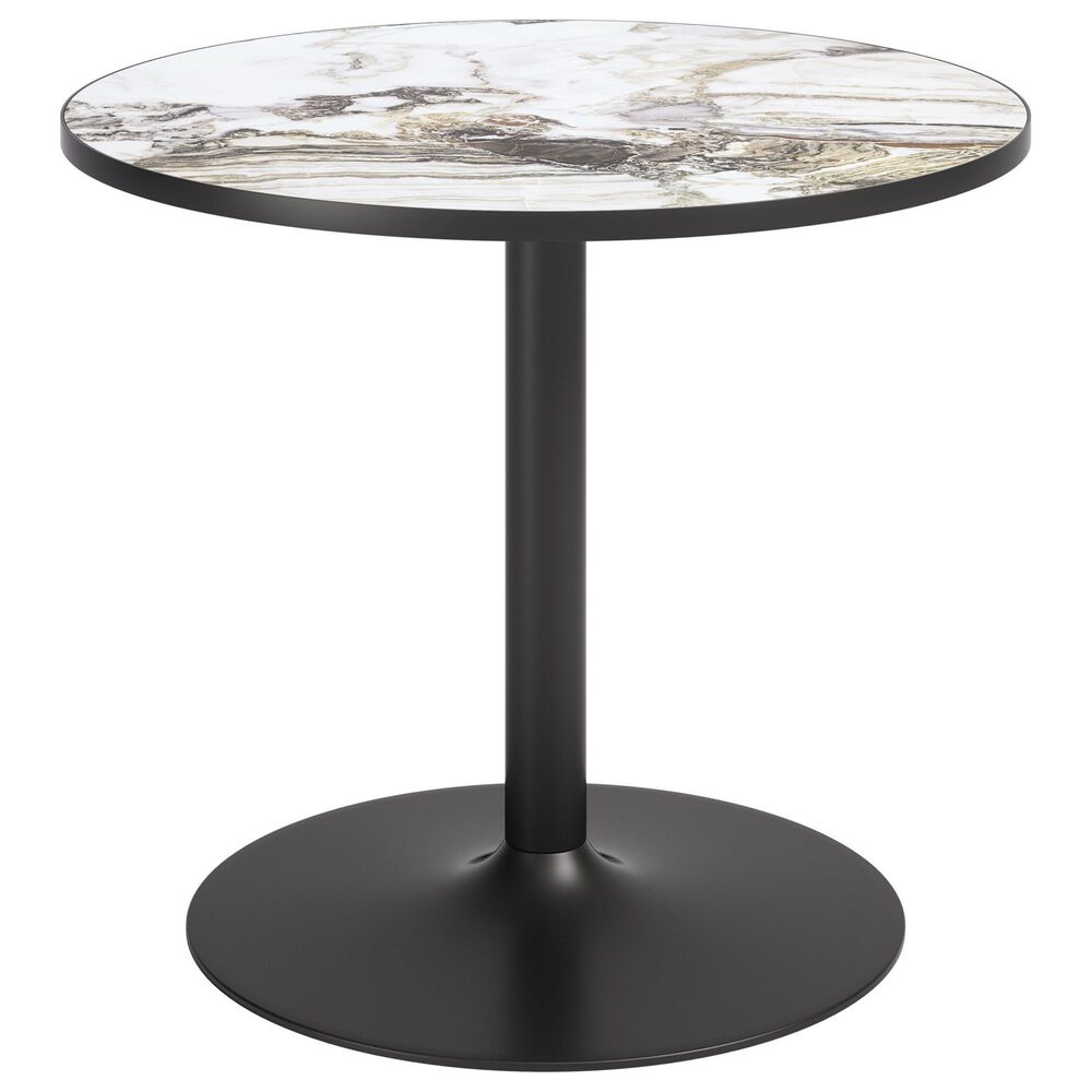 Zuo Modern Batu 35" Round Dining Table in Gray, Black and White - Table Only, , large