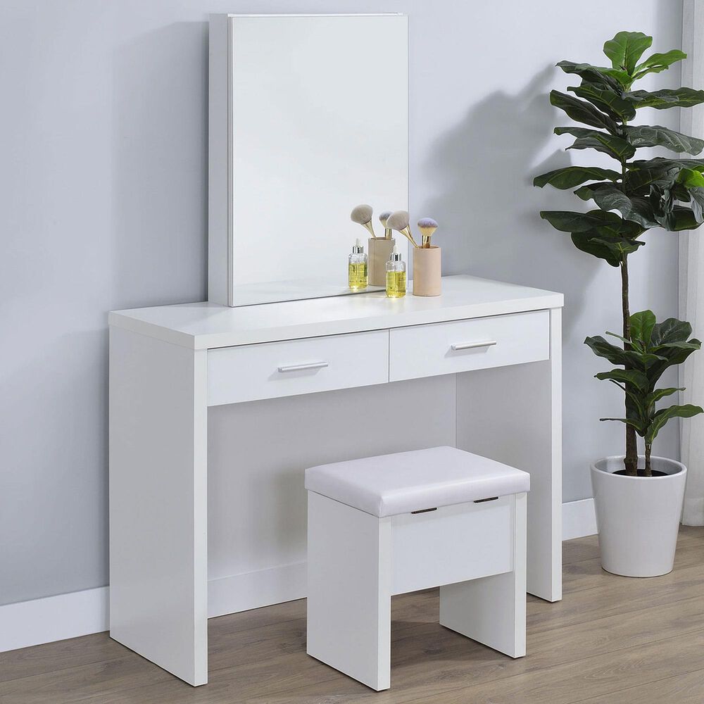 Coaster Bunbury Makeup Vanity Table Set in White, , large