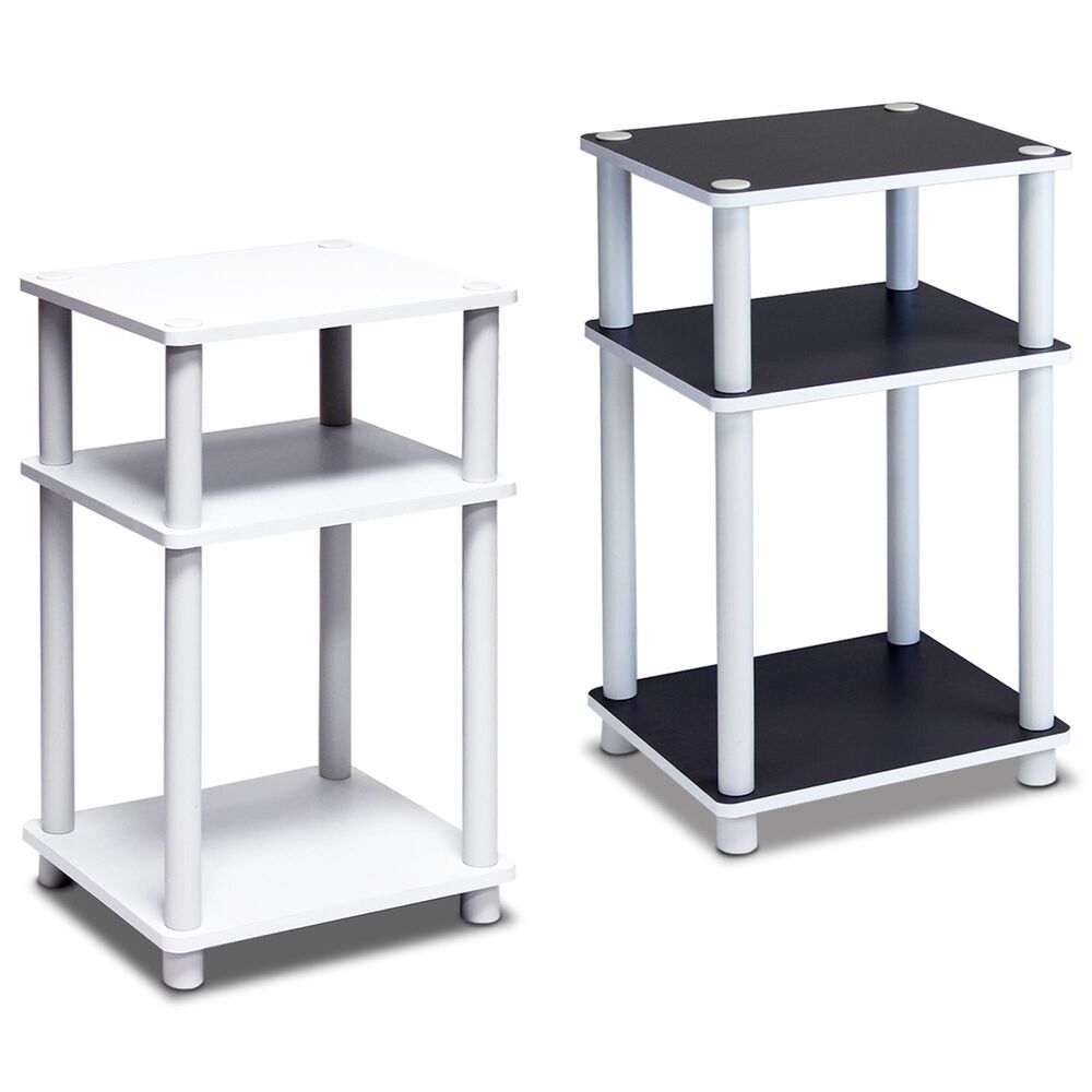 HOMLUX 3-Tier Turn-N-Tube End Table in White (Set of 2), , large