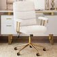 Rta Products Llc Elegant Textured Boucle Office Chair with Padded Arms in White, , large