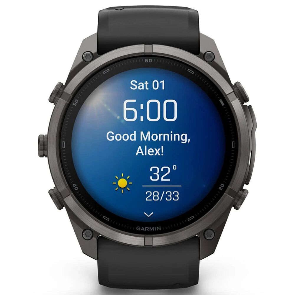 Garmin fenix 9 Pro Smartwatch 51mm Carbon Gray DLC Titanium with Black and Pebble Gray Silicone Band, , large