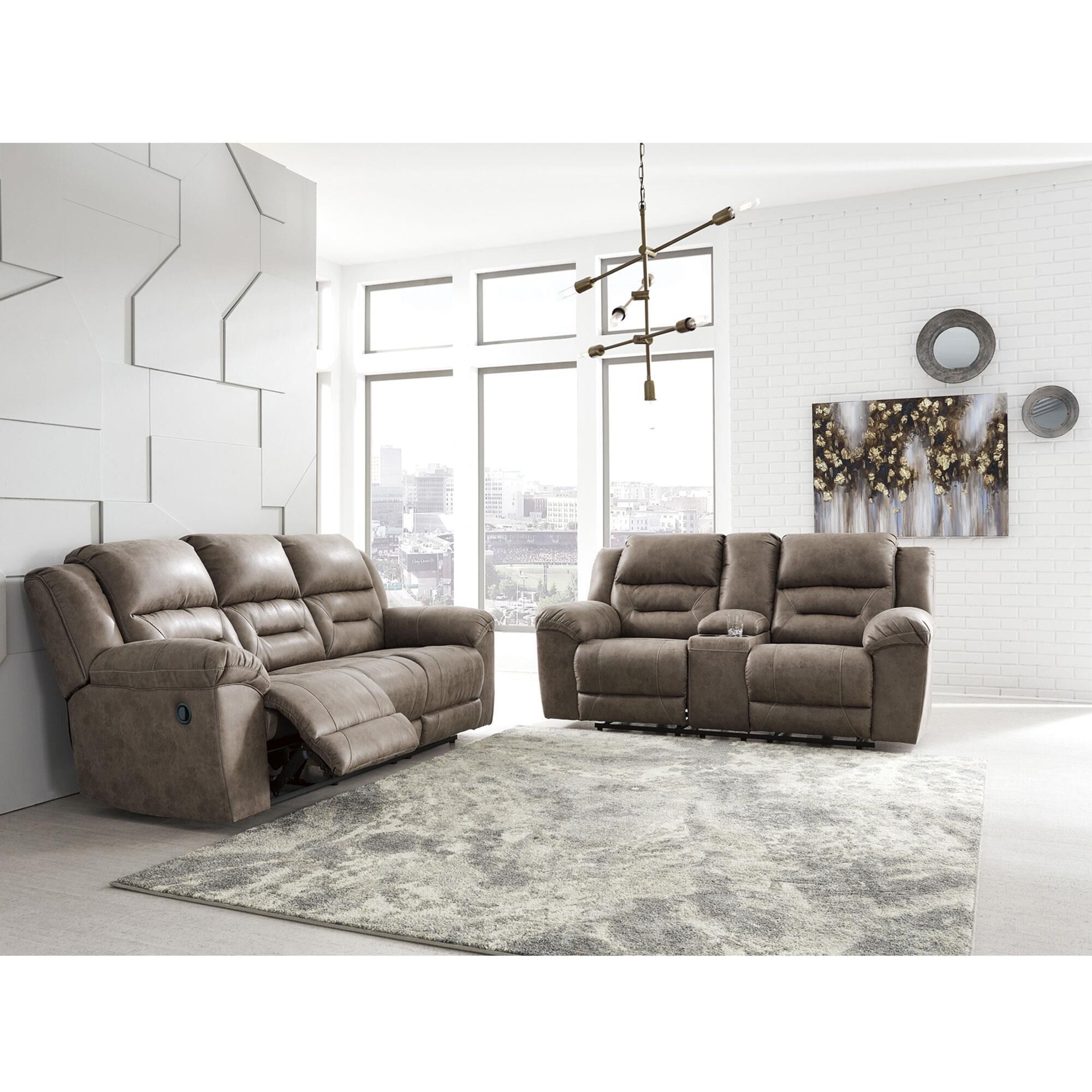 Ashley Stoneland Manual Reclining Sofa in Fossil