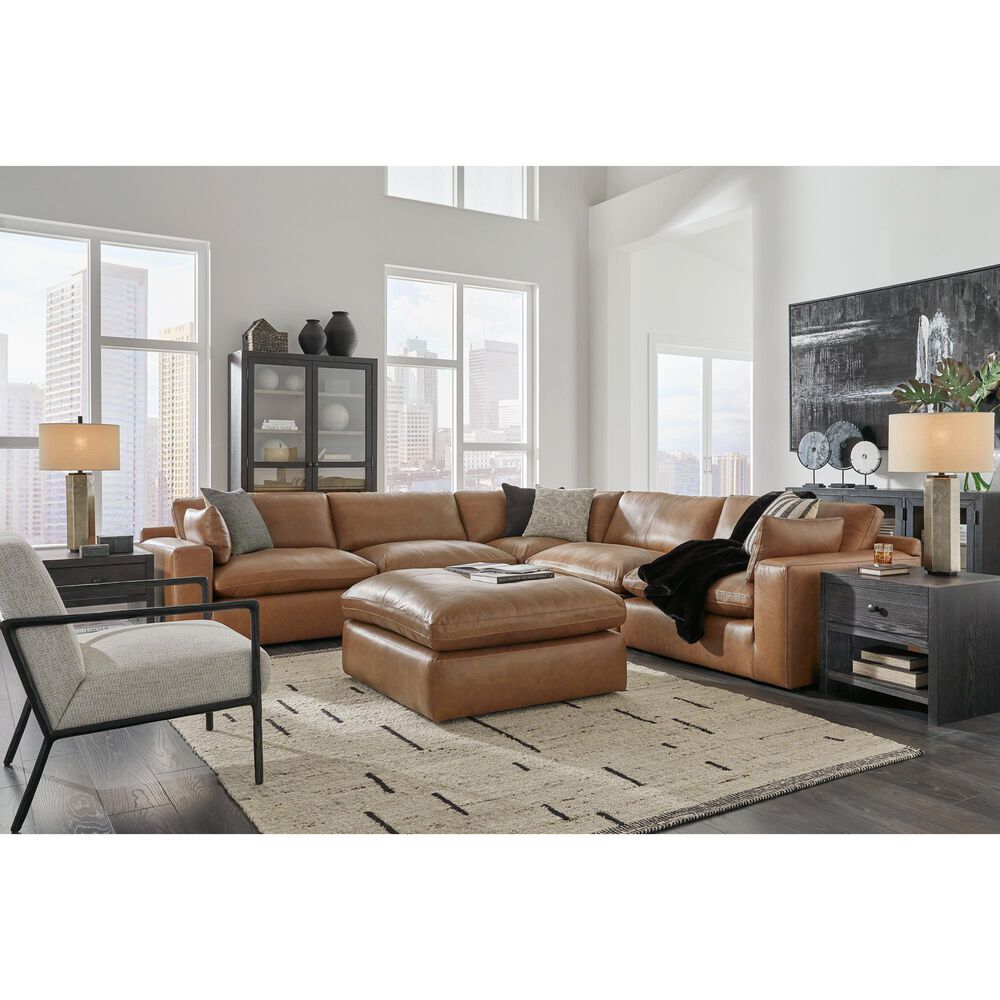 Ashley Emilia 5-Piece Stationary Reversible Sectional in Caramel, , large