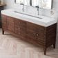 James Martin Vanities Linear 72" Double Bathroom Vanity in Mid Century Walnut with 10 cm Glossy White Solid Surface Top and Rectangular Sinks, , large
