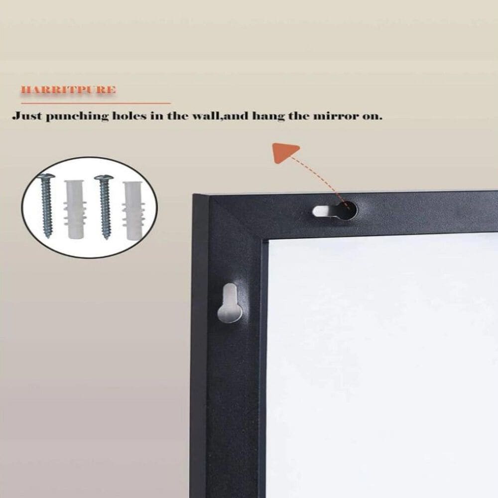 HOMLUX 58" x 18" Rectangular Leaning Floor Mirror in Black, , large