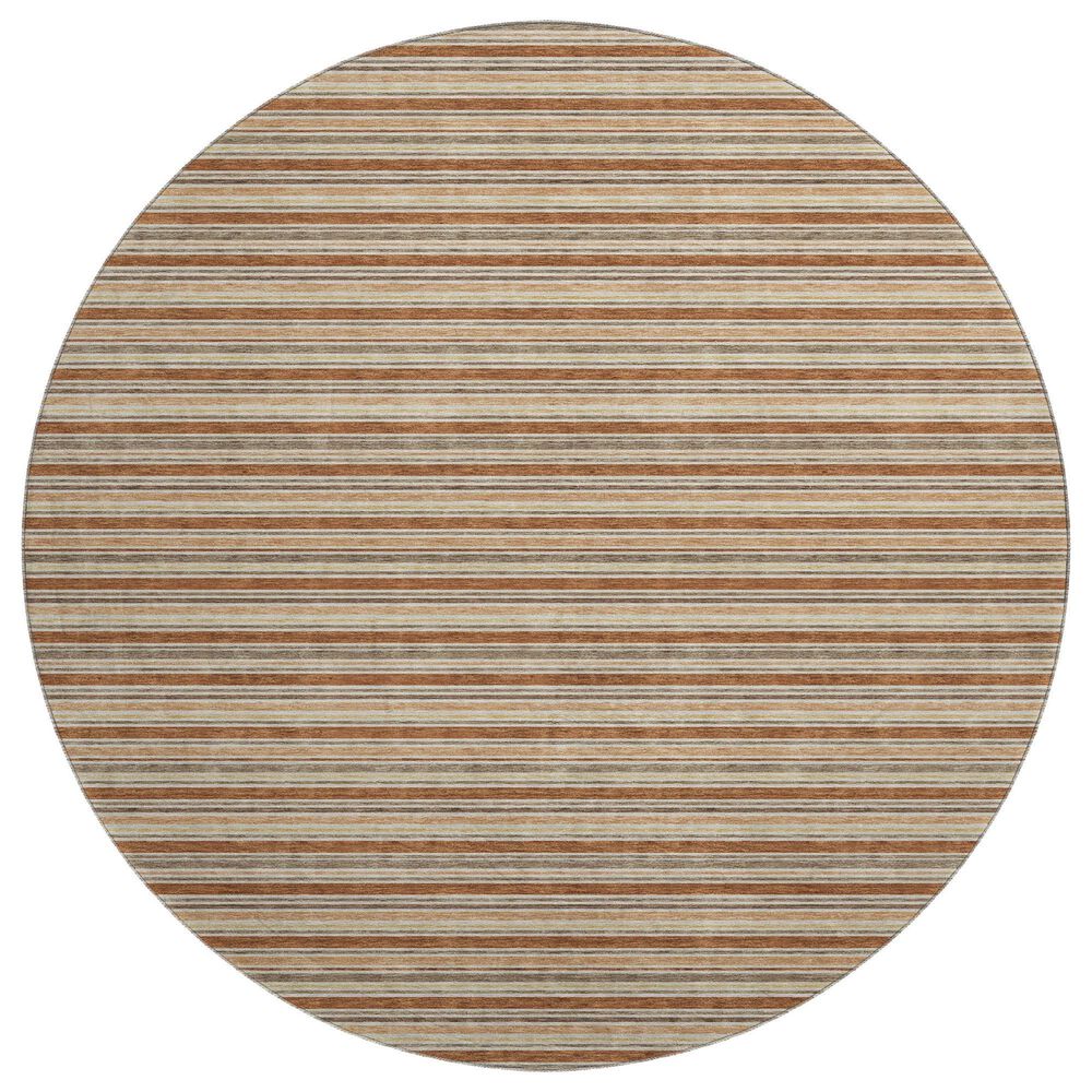 Dalyn Rug Company Soft Essentials Striped Paprika 8" Round Indoor/Outdoor Area Rug, , large