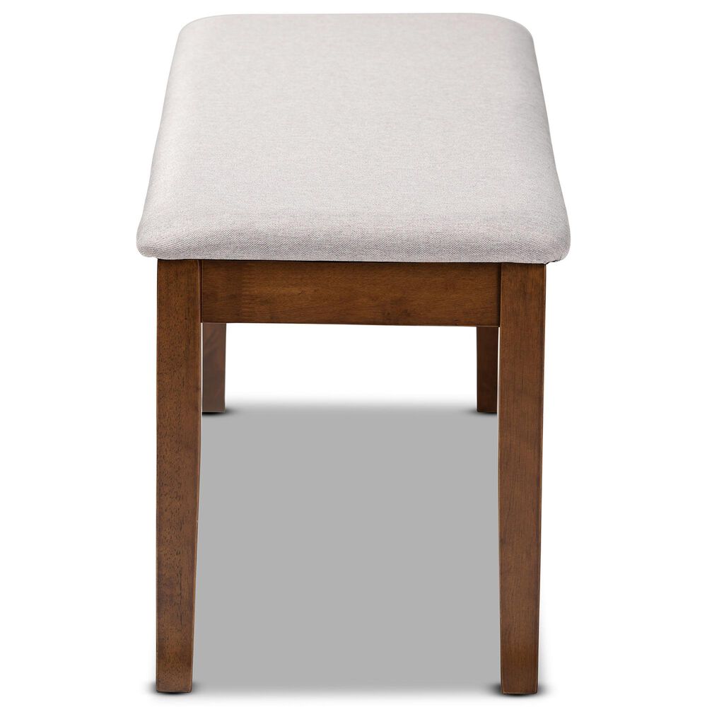 Baxton Studio Teresa Dining Bench with Grey Cushion in Walnut Brown, , large