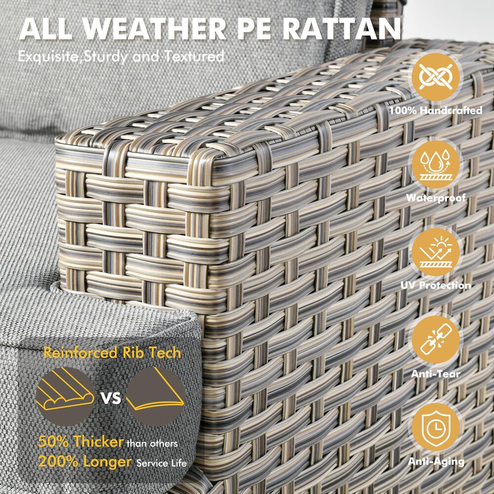 HOMLUX 9-Piece Patio Conversation Set with Illuminated Table in Dark Gray, , large