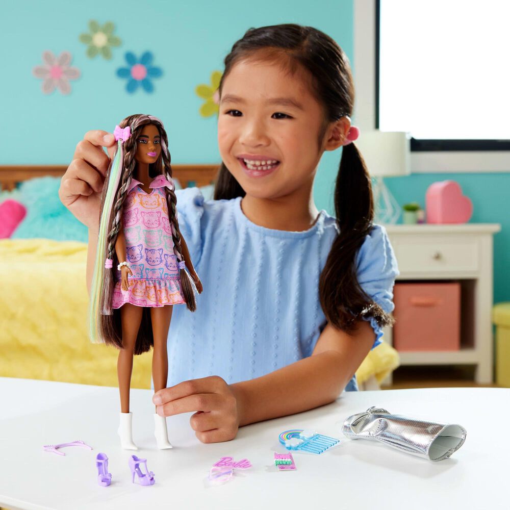 Barbie Fun &amp; Fancy Brunette Fashion Doll with Accessories in Silver, Purple and White, , large