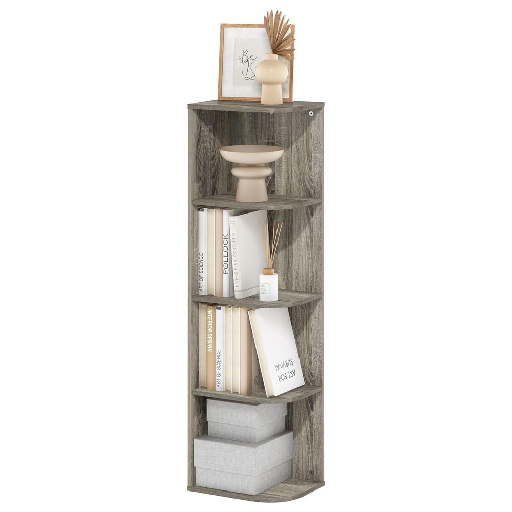 HOMLUX 4-Tier Corner Open Shelf Bookcase in French Oak, , large