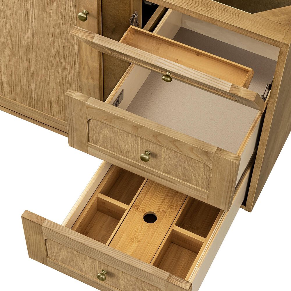 James Martin Vanities Laurent 36" Single Bathroom Vanity in Light Natural Oak with 3 cm Parisien Bleu Quartz Top and Rectangular Sink, , large