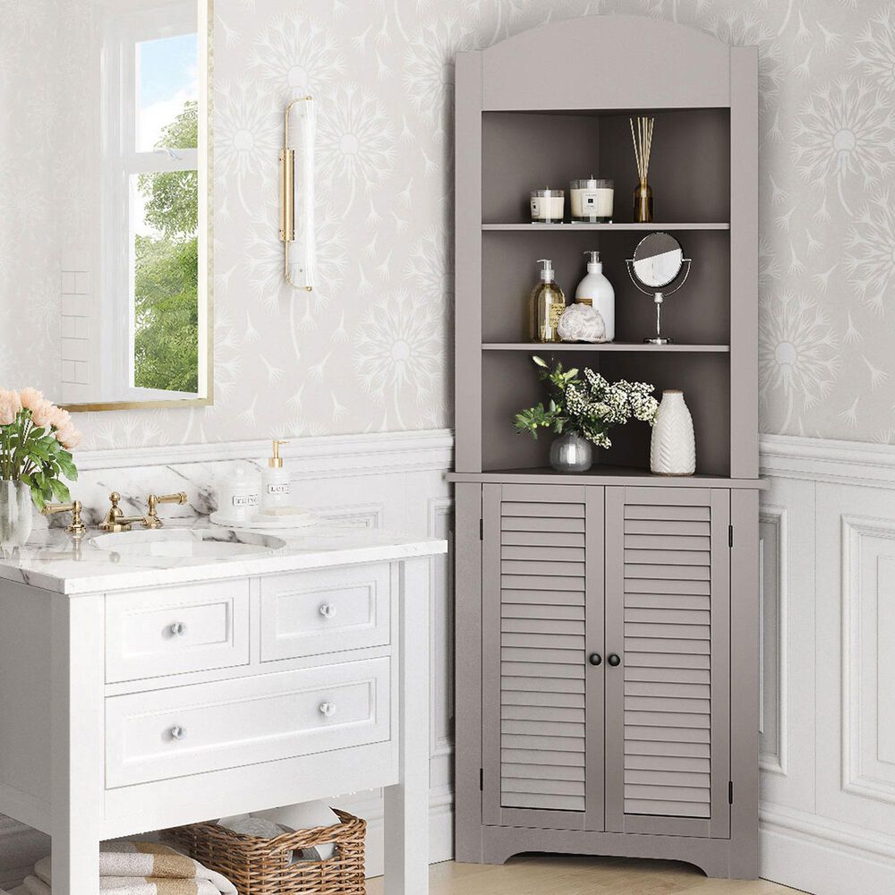 RiverRidge Home Ellsworth Tall Corner Cabinet in Taupe, , large