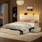 HOMLUX Full Upholstered Platform Storage Bed with Headboard Shelf and USB Charging Station in Beige, , large