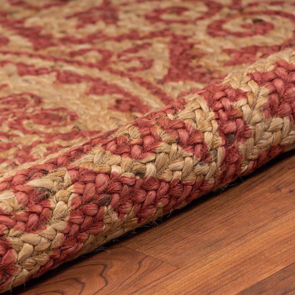 L&amp;R Resources Synergy 54125RED 6&#39; Round Tan and Raspberry Red Area Rug, , large