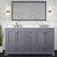 Lexora Home Dukes 60" Double Bathroom Vanity in Espresso with 2 cm White Cultured Marble Top, Rectangular Sinks and 58" Mirror, , large