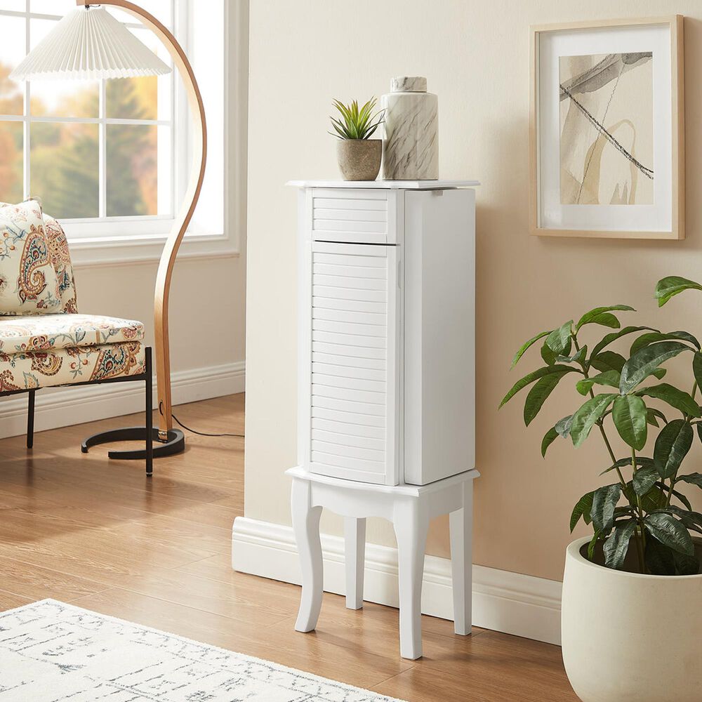 Linden Boulevard White 4 Drawer Jewelry Armoire in White, , large