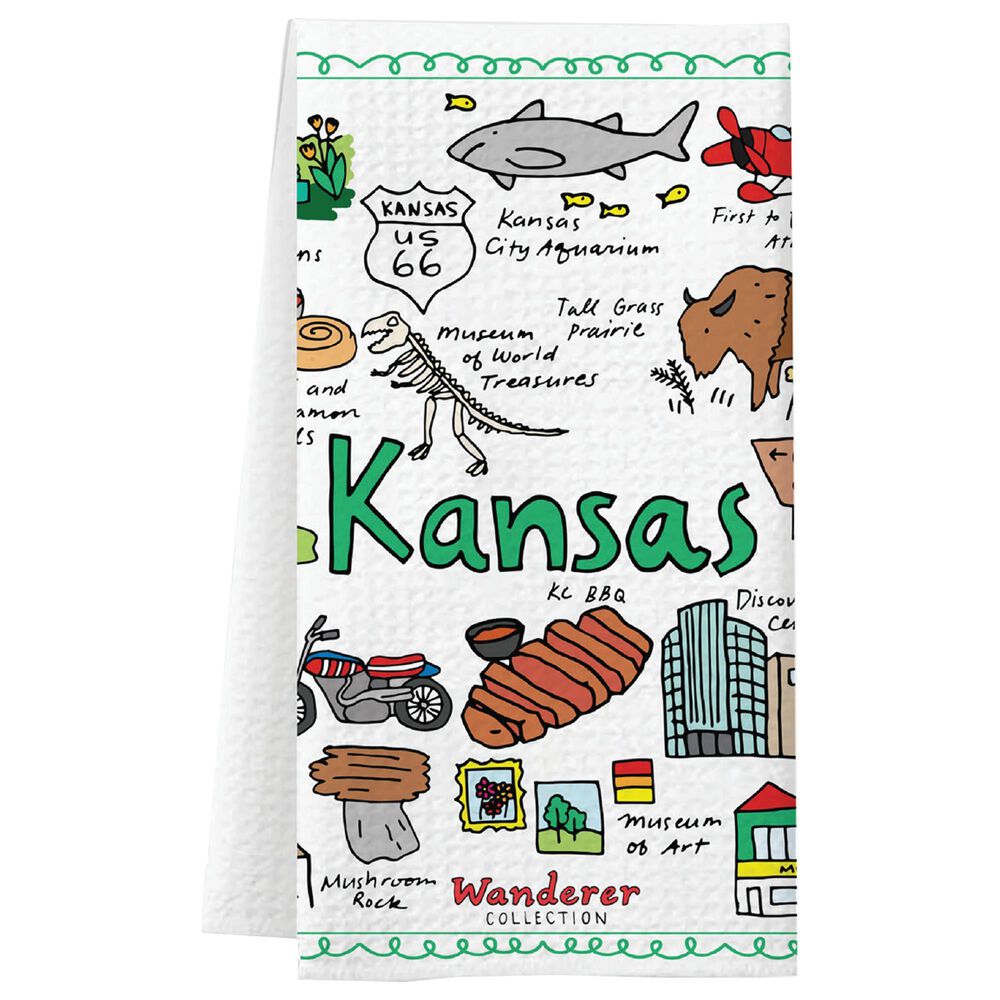 1 Brilliant Gift Wanderer Kansas Dish Towel in White, , large