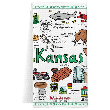 1 Brilliant Gift Wanderer Kansas Dish Towel in White, , large