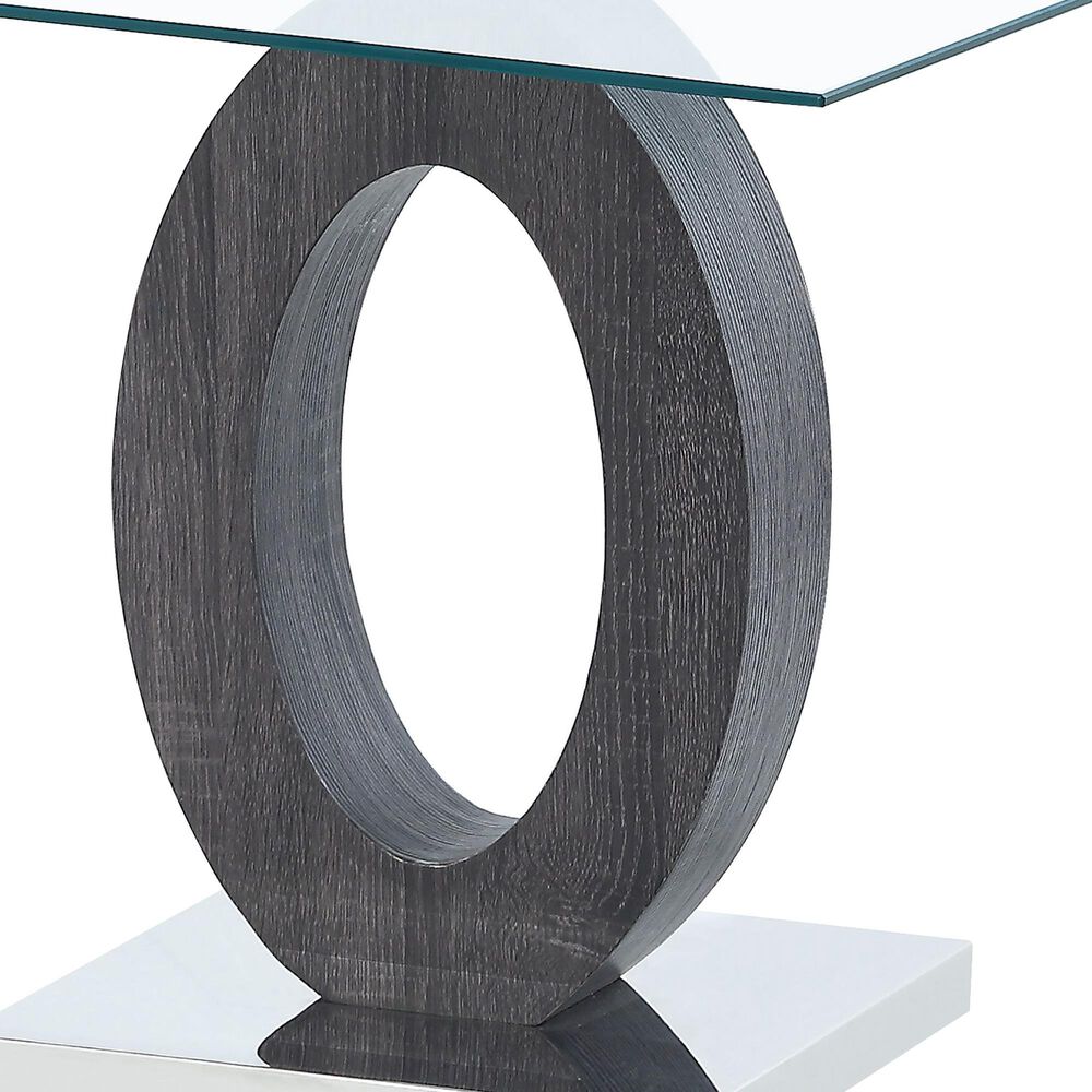 Modern Market End Table in Grey and Silver, , large