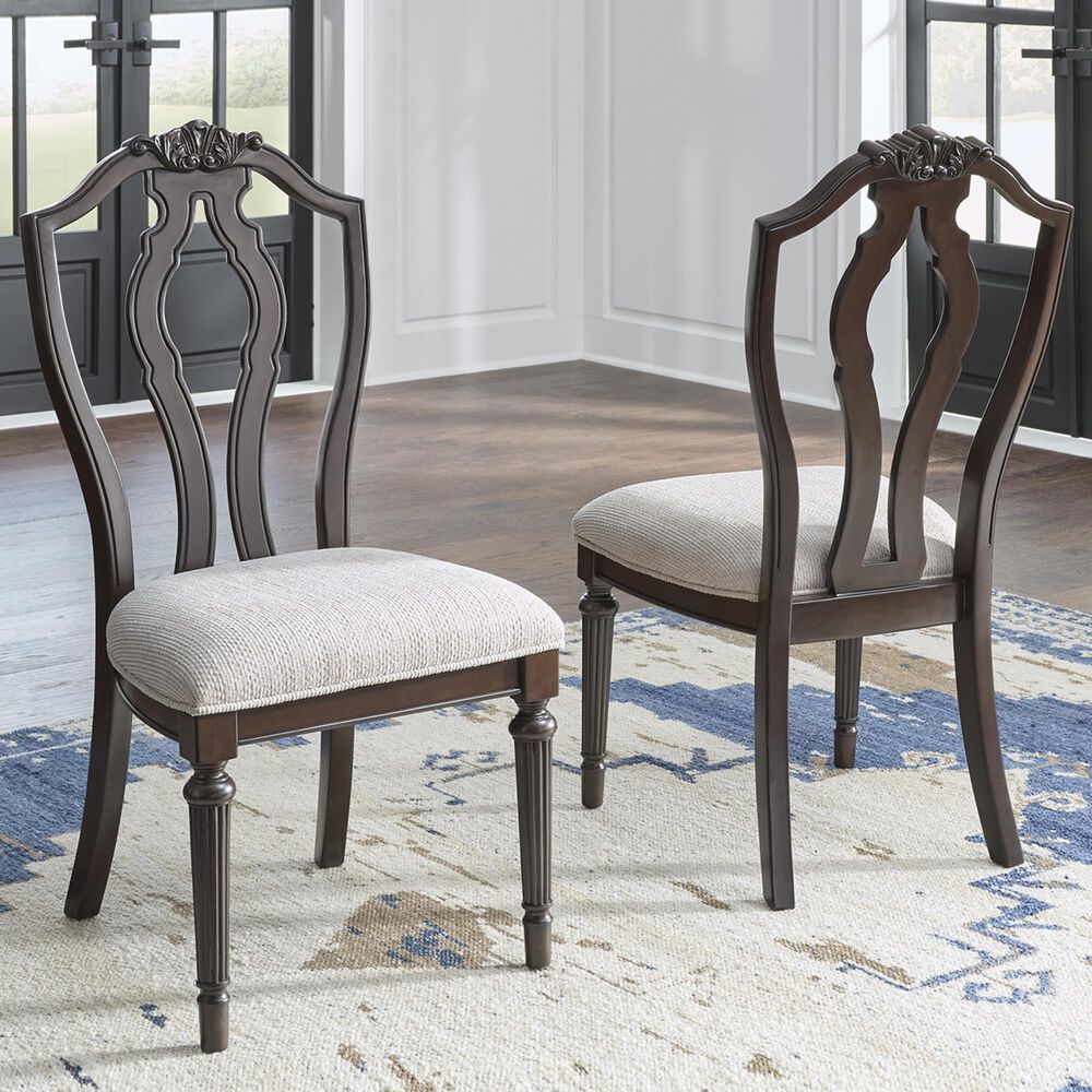 Ashley Lavinton Dining Chair Set of 2 in Tan and Brown, , large