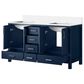 Lexora Home Jacques 60" Double Bathroom Vanity in Navy Blue with 2 cm White Cultured Marble Top and Rectangular Sinks, , large