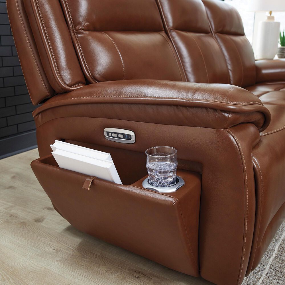 Ashley Healy Pier Power Reclining Sofa in Chocolate, , large