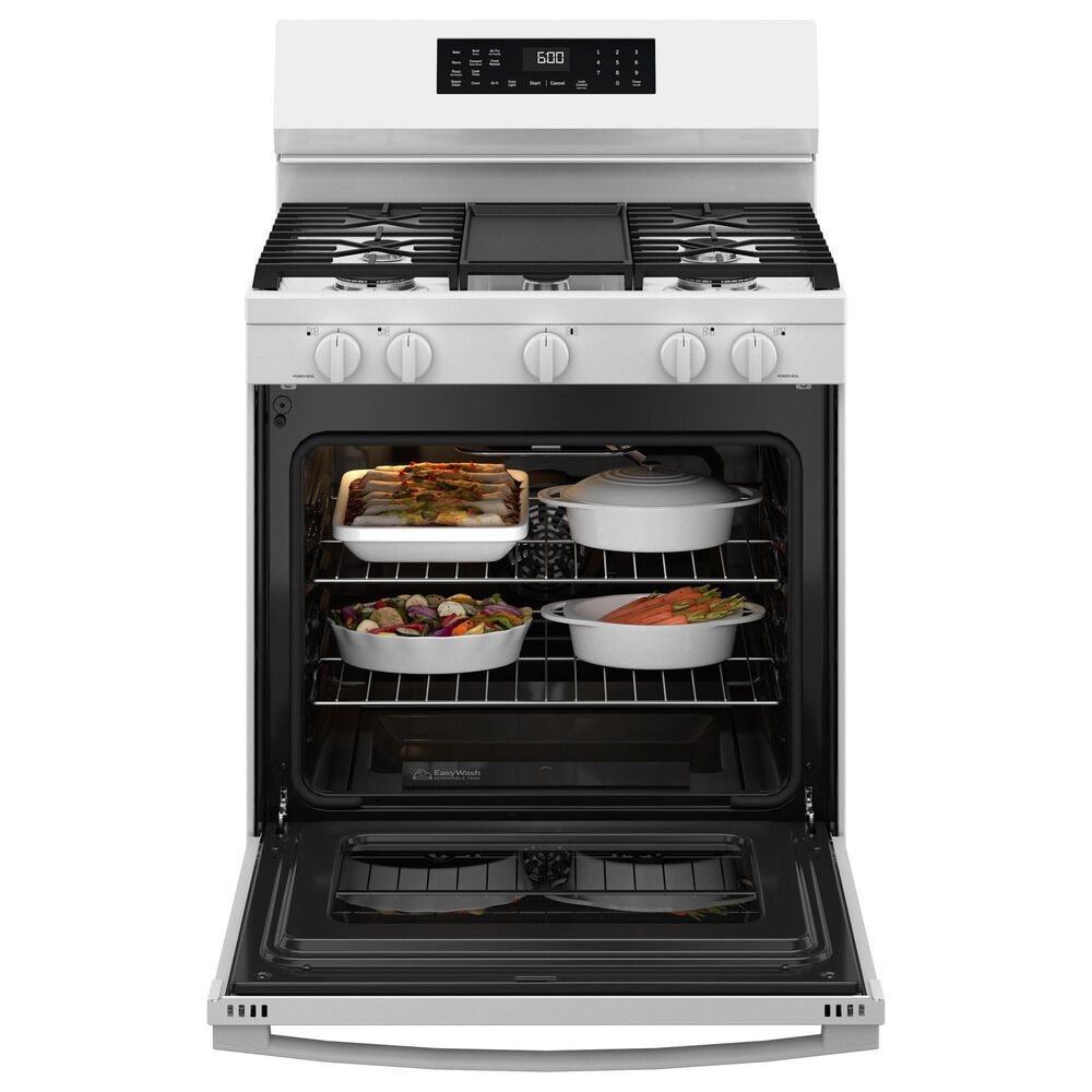 GE Appliances 2-Piece Kitchen Packages with 30&quot; Freestanding Gas Range and 1.9 Cu. Ft. Over-the-Range Microwave Oven in White, , large