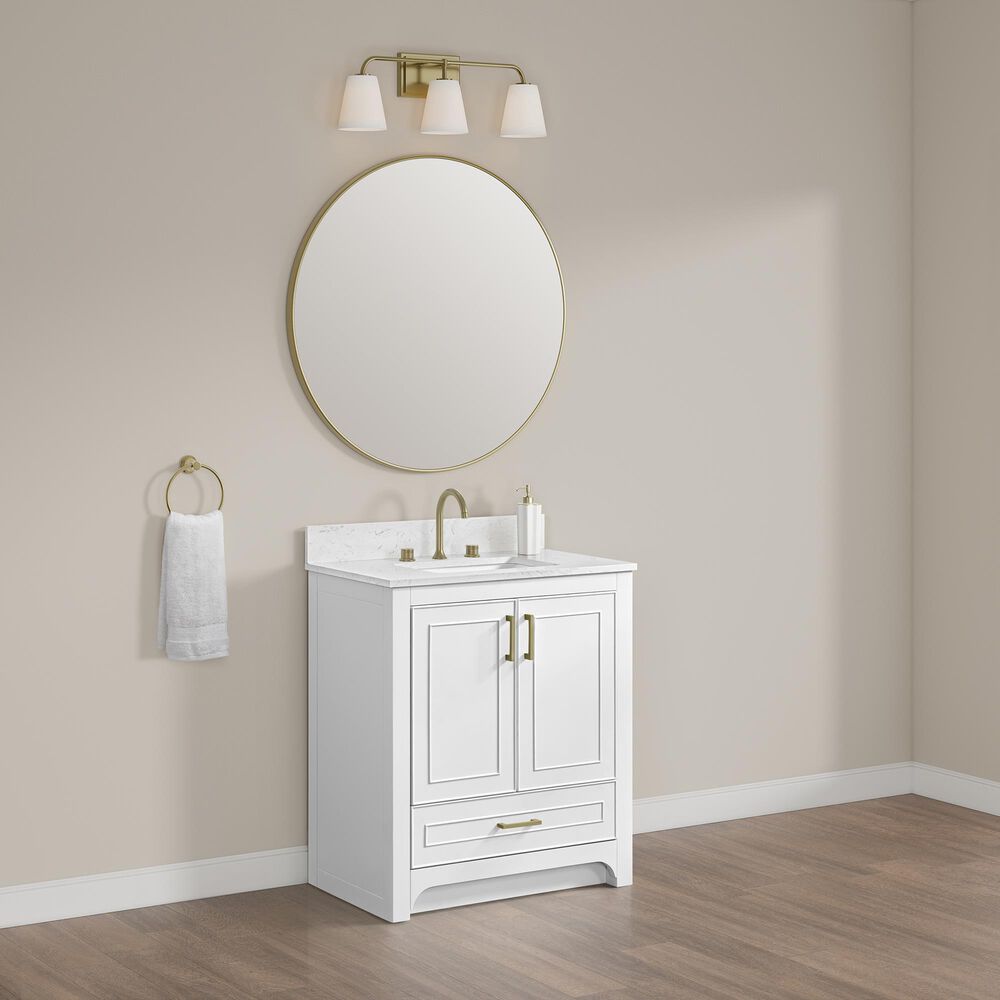 37B Lucerne 30" Single Bathroom Vanity in Bright White with Marble Top and Backsplash, , large