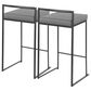 Lumisource Fuji Stackable Counter Stool with Grey Faux Leather Cushion in Black (Set of 2), , large