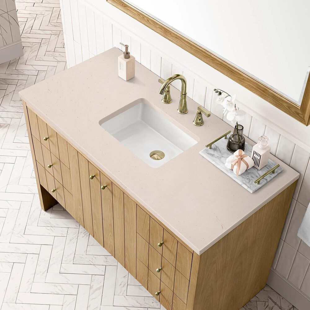 James Martin Vanities Hudson 48&quot; Single Bathroom Vanity in Light Natural Oak with 3 cm Eternal Marfil Quartz Top and Rectangular Sink, , large
