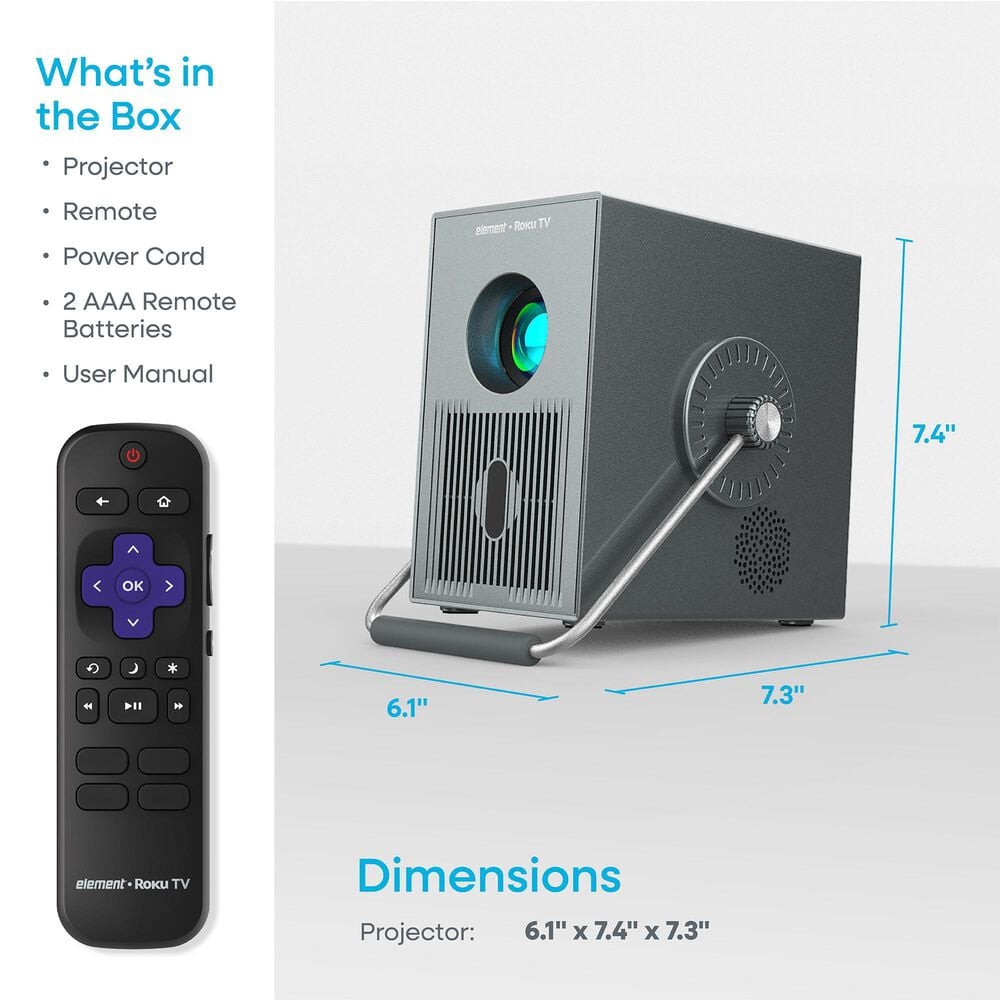 Element Roku 1080P FHD Smart Projector in Gray, , large