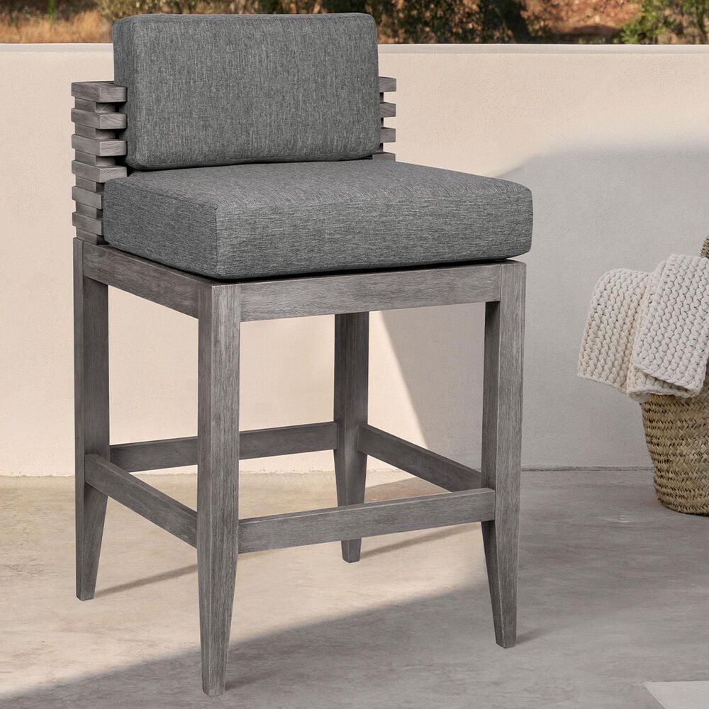Armen Living Vivid Patio Counter Height Bar Stool in Light Gray, , large