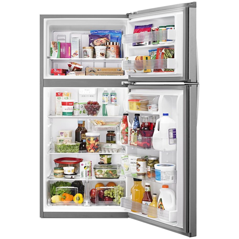 Whirlpool 19.2 Cu. Ft. Top Freezer Refrigerator with LED Interior Lighting in Monochromatic Stainless Steel, , large