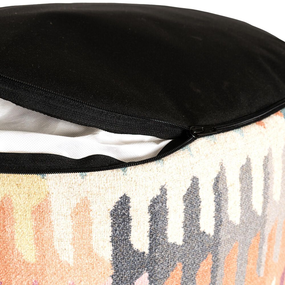 Howard Elliott Navajo Foot Pouf in Coral, Blush, Teal and Mustard, , large