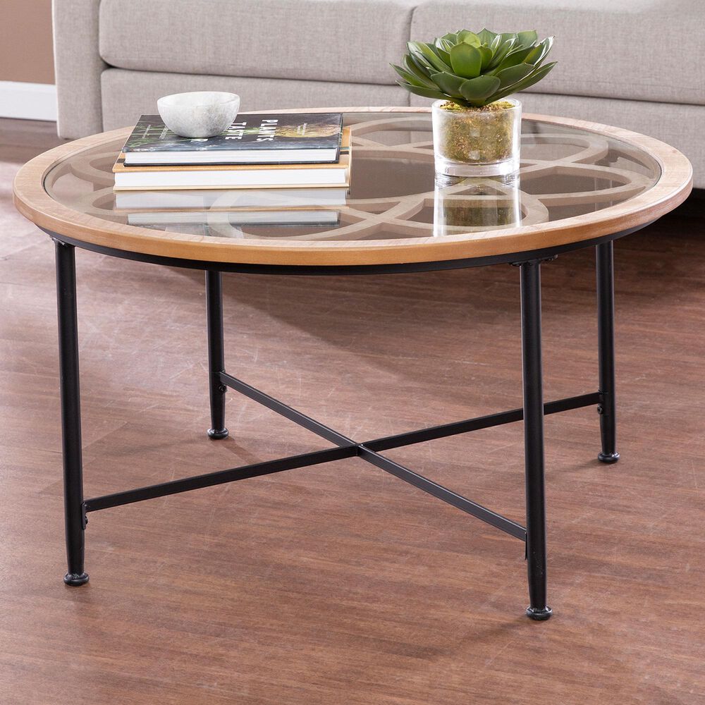 Southern Enterprises Melvoir Coffee Table in Black and Natural, , large