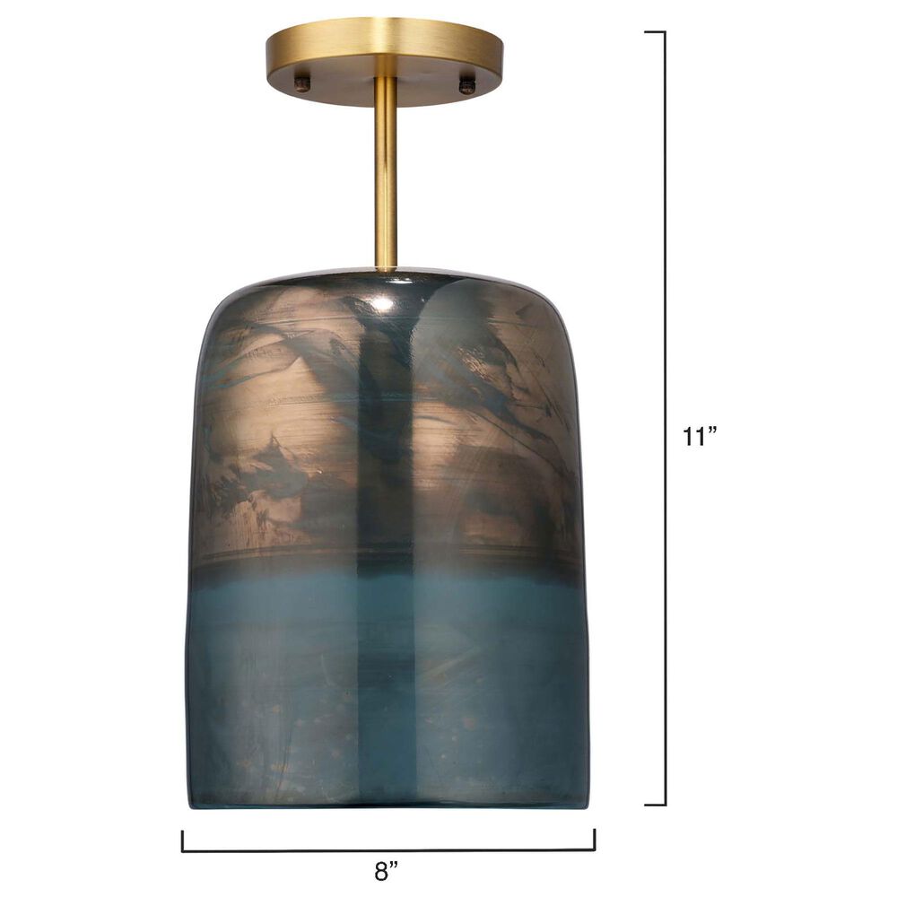 Splendor Living Vapor Semi-Flush Mount with Aqua Shade in Antique Brass, , large